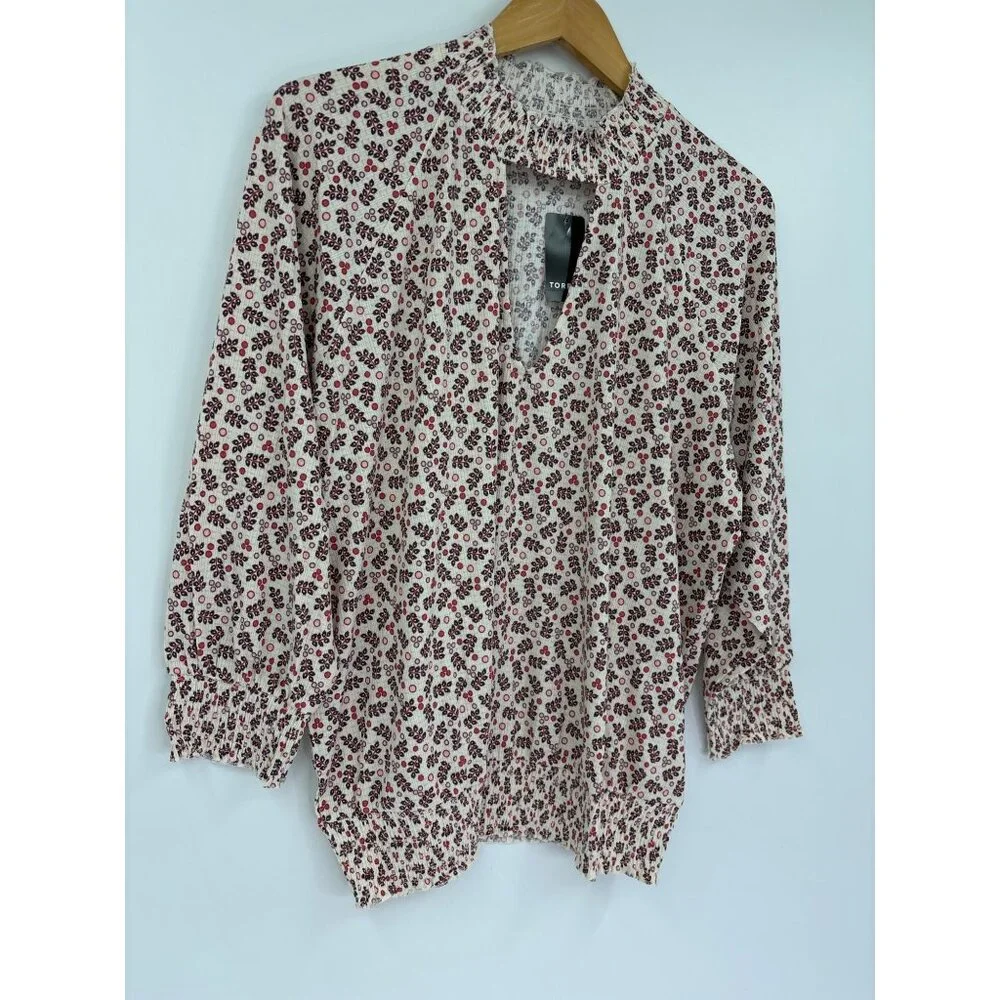 Torrid Ribbed Textured Jersey Choker Neck Smocked Bottom Top Cream 2X NEW - Picture 4 of 7